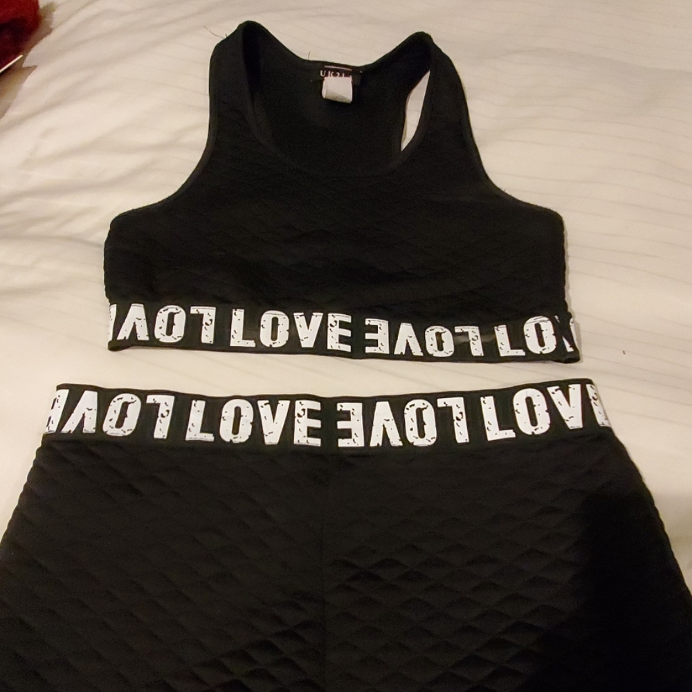 Racerback Crop Top and Midi Bodycon "LOVE" Set